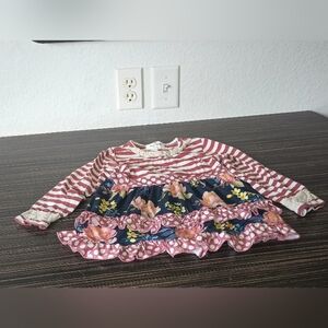 Marie Nicole Clothing Striped Polka Dot Floral Dress Size L